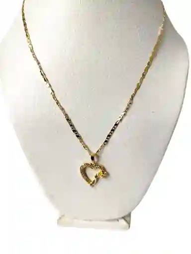 Cadena Dorado Corazón Con Flor