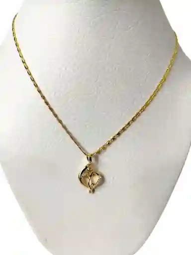 Cadena Dorado Nota Con Flor