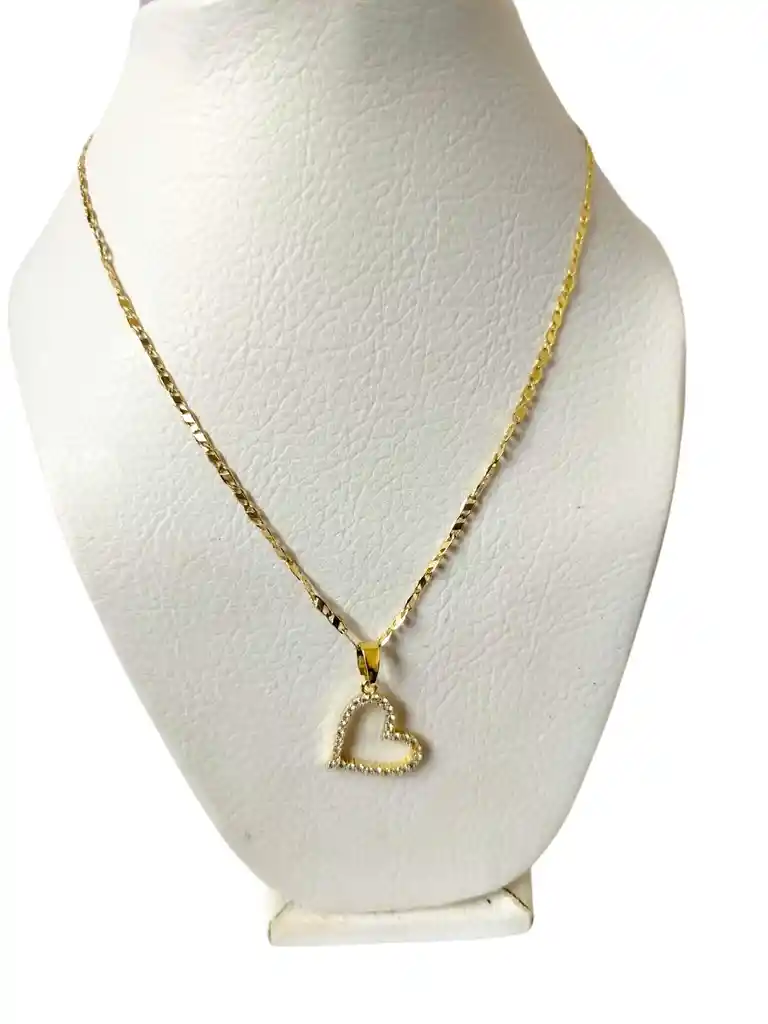 Cadena Dorado Corazón Brillantes