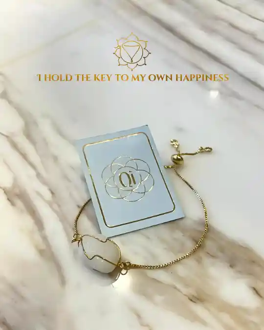 Pulsera "la Llave De Mi Felicidad" Con "milky Quartz"