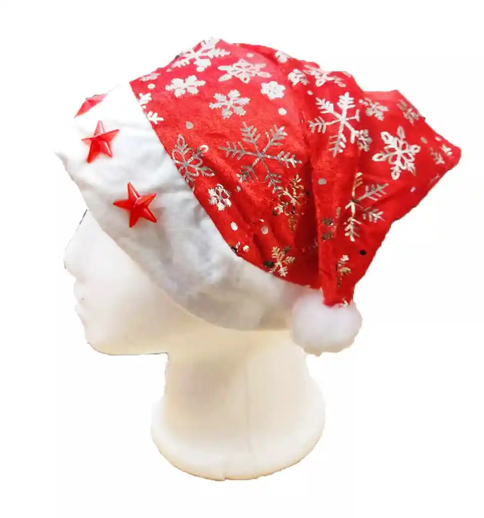 Gorro Rojo Con Estrellas X4 Unds Alumbra Navidad
