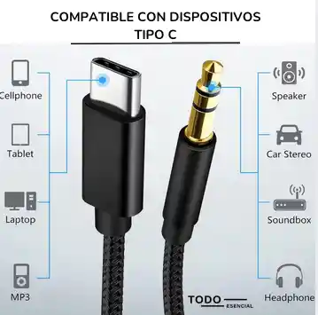 Adaptador Tipo C To 3.5 Auxiliar Audio