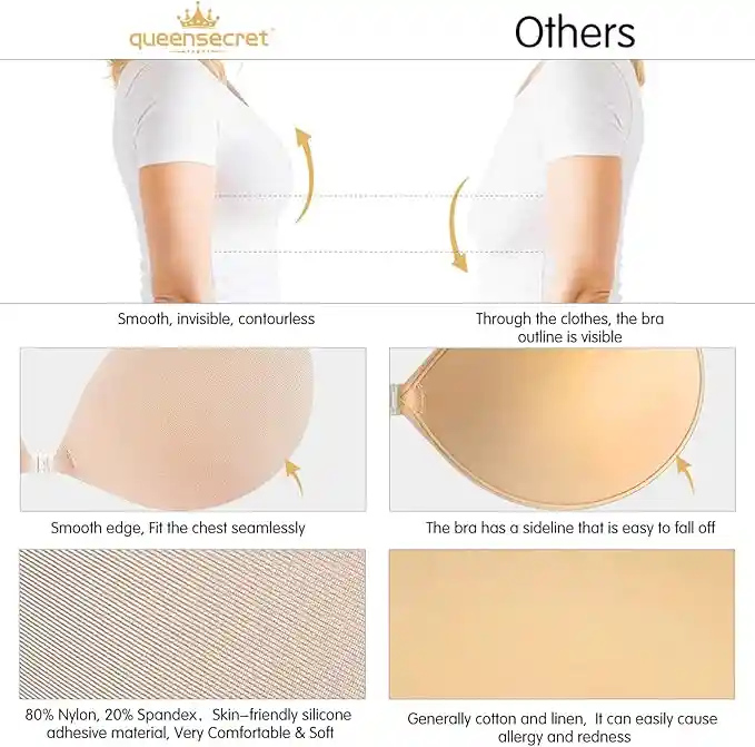 Brasier Adhesivo, Copa C Sin Tirantes, Sin Espalda, Invisible, Con Realce Y Reutilizable, Para Mujer