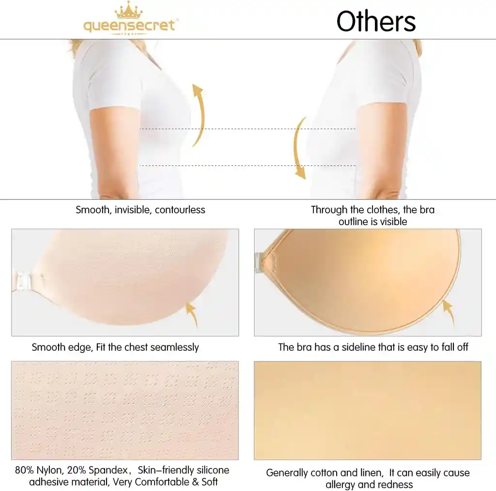 Brasier Adhesivo, Copa B Sin Tirantes, Sin Espalda, Invisible, Con Realce Y Reutilizable, Para Mujer