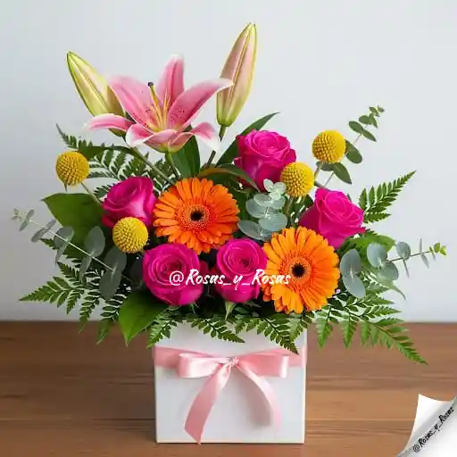 Regalo Radiante(lirio, Rosas, Gerberas)