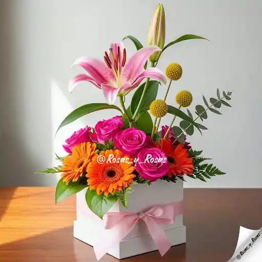 Regalo Radiante(lirio, Rosas, Gerberas)