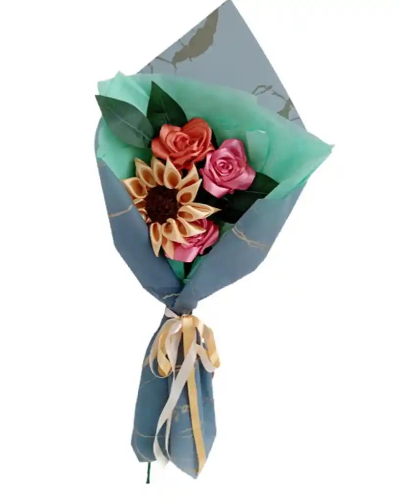 Ramo De Girasol Amarillo Y Rosas Con Chocolates