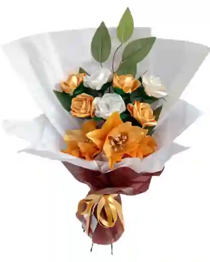 Ramo De Rosas Amarillas Y Lirios Amatista Eterno