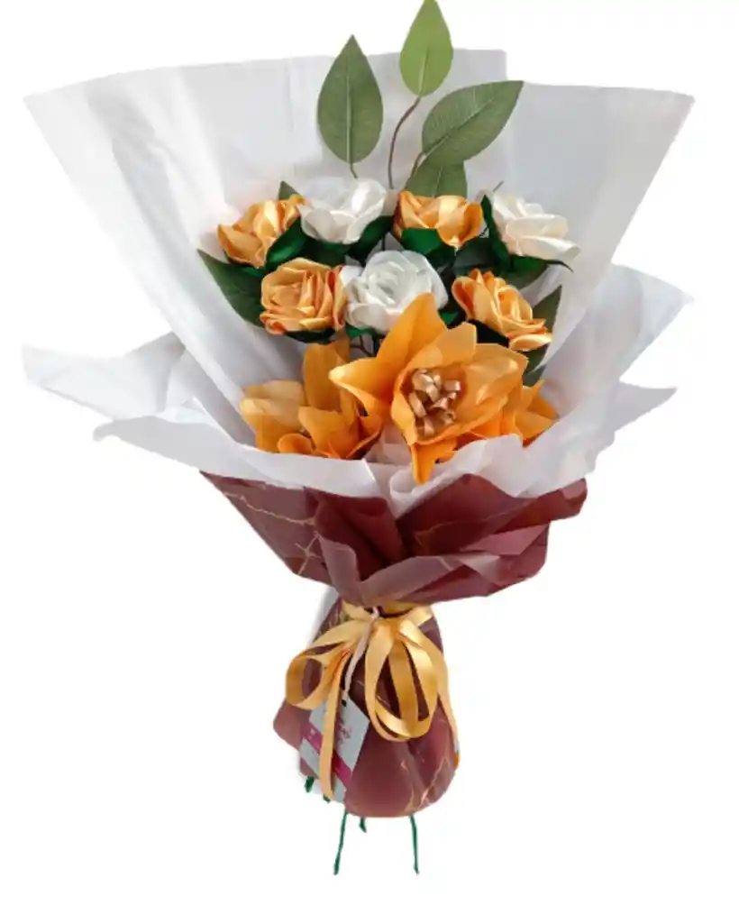 Ramo De Rosas Amarillas Y Lirios Amatista Eterno