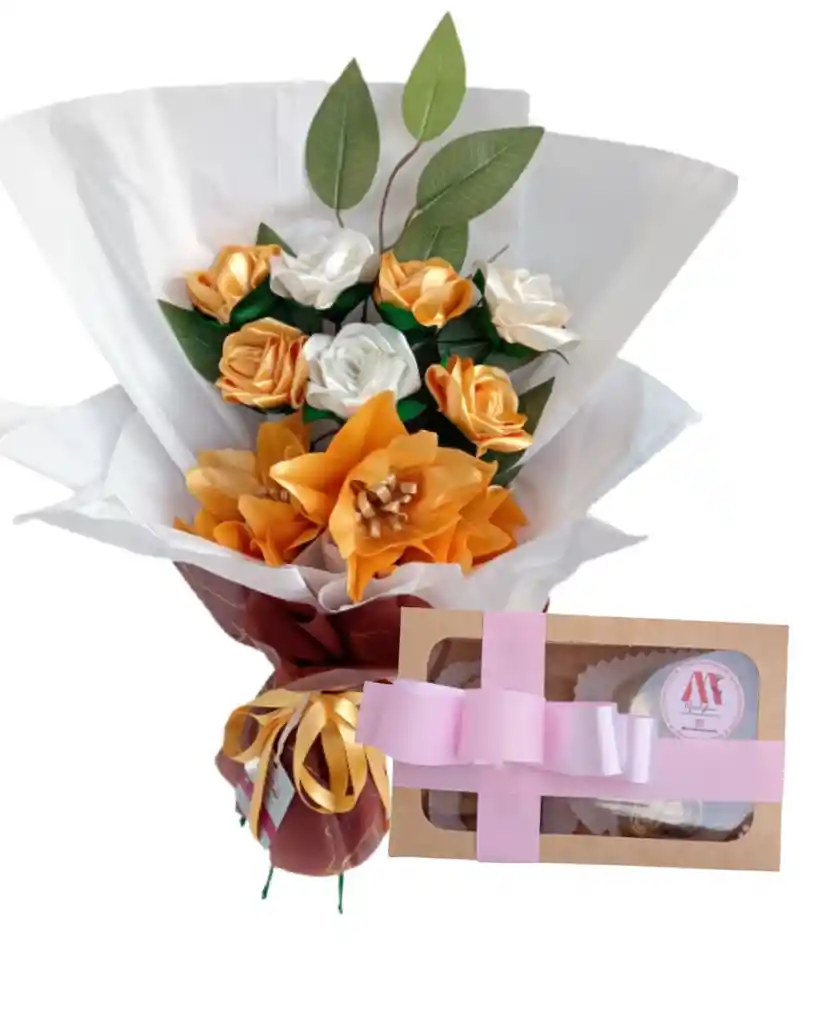 Ramo De Rosas Y Lirios Antología Con Chocolates
