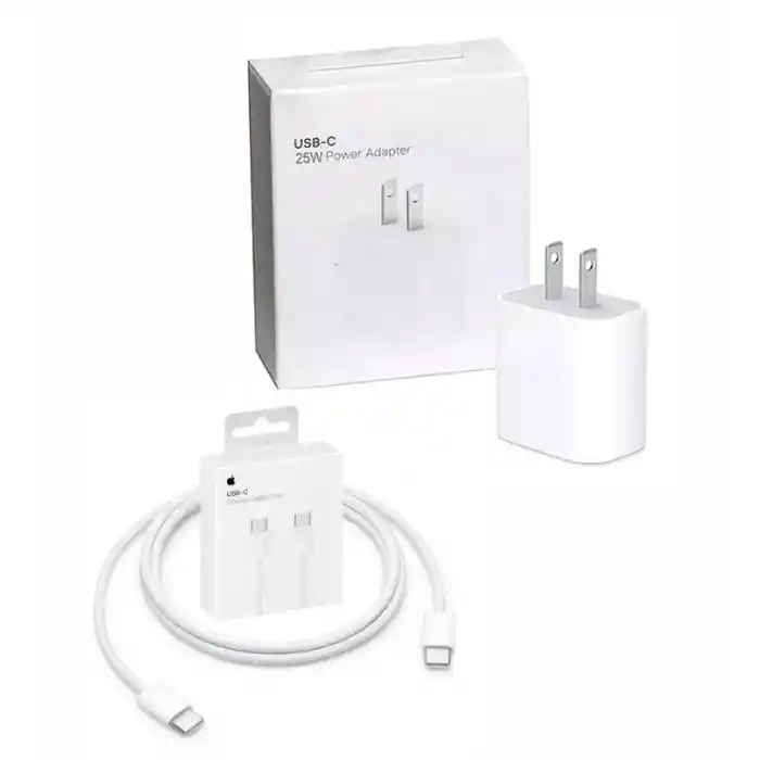 Cargador Adaptador 25w Iphone Tipo C / Carga Rápida + Cable 1 Metro Usb C A Usb C Para Iphone 15 60w