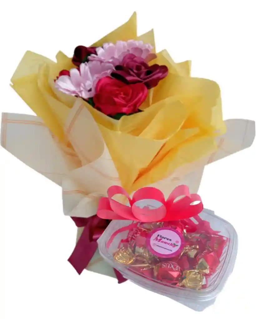 Ramo De Rosas Y Gerberas Con Chocolates Unicornio