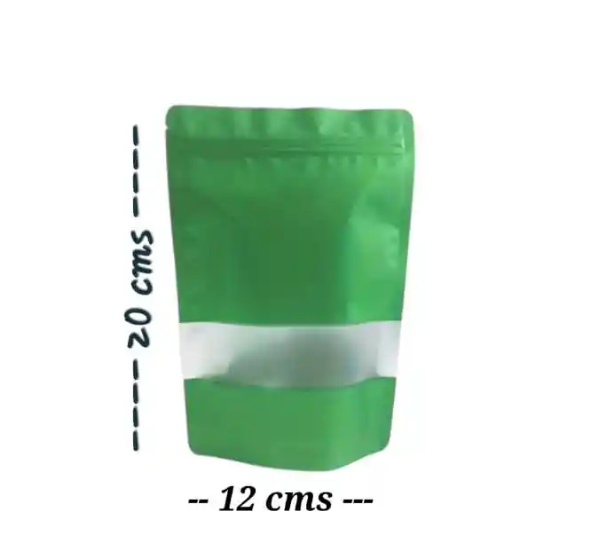 Bolsas Verdes 12x20 Cms Con Cierrex 10 Unds, Bolsas Doypack 12x20 Cms Con Cierre