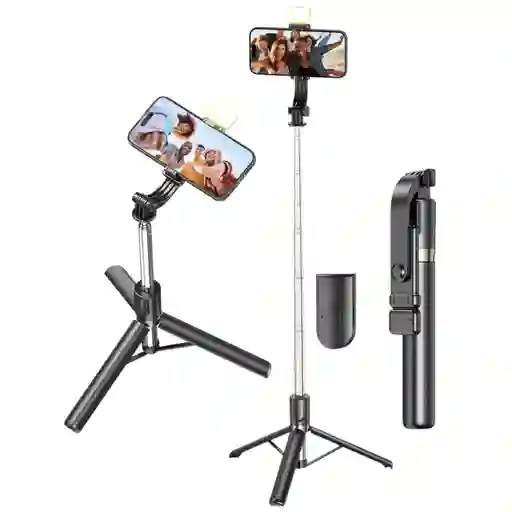 Trípode Selfie Stick 6 En 1 Con Luz Y Control Remoto