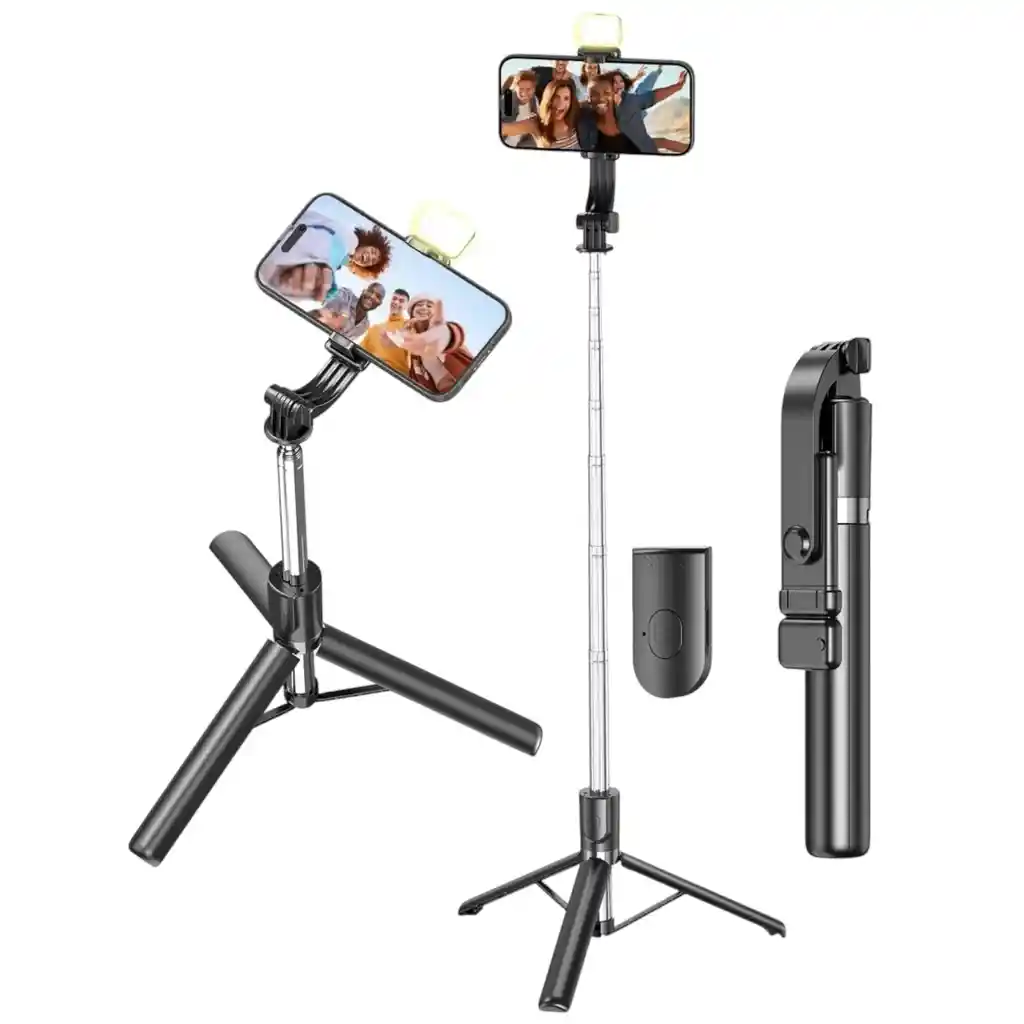 Trípode Selfie Stick 6 En 1 Con Luz Y Control Remoto