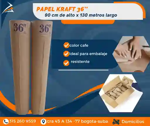 Papel Kraft 36 Pulgada 90cm De Alto X 150 Largo Empaque Y Embalaje Para Mudanza