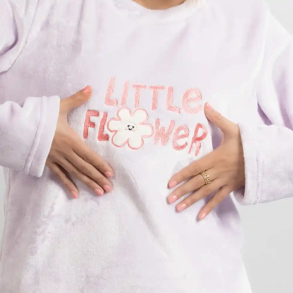 Pijama Térmica Bordada De Little Flower. Talla Xl Lila