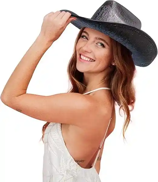 Sombrero Vaquero Tornasol Adulto Conciertos Eventos Negro