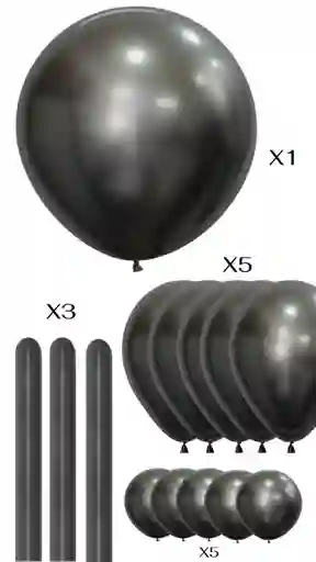 Kit Globos Silk Gris Media Noche X 14 Uds