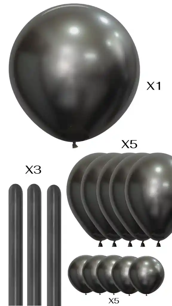 Kit Globos Silk Gris Media Noche X 14 Uds