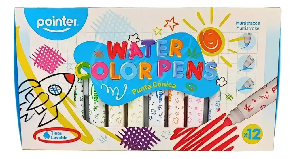 Marcadores Multitrazos Lavables Por 12 Unidades Para Niños