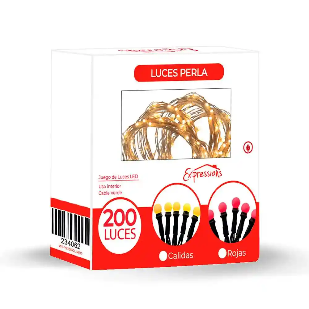 Luces Led Expressions Perlas Rojo 200 Pz 1100cm 110 V