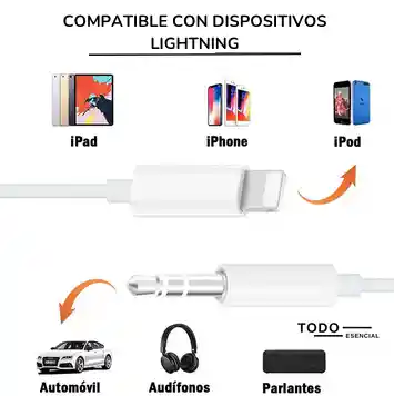 Cable Adaptador Lighting Iphone To Auxiliar Audio 3.5
