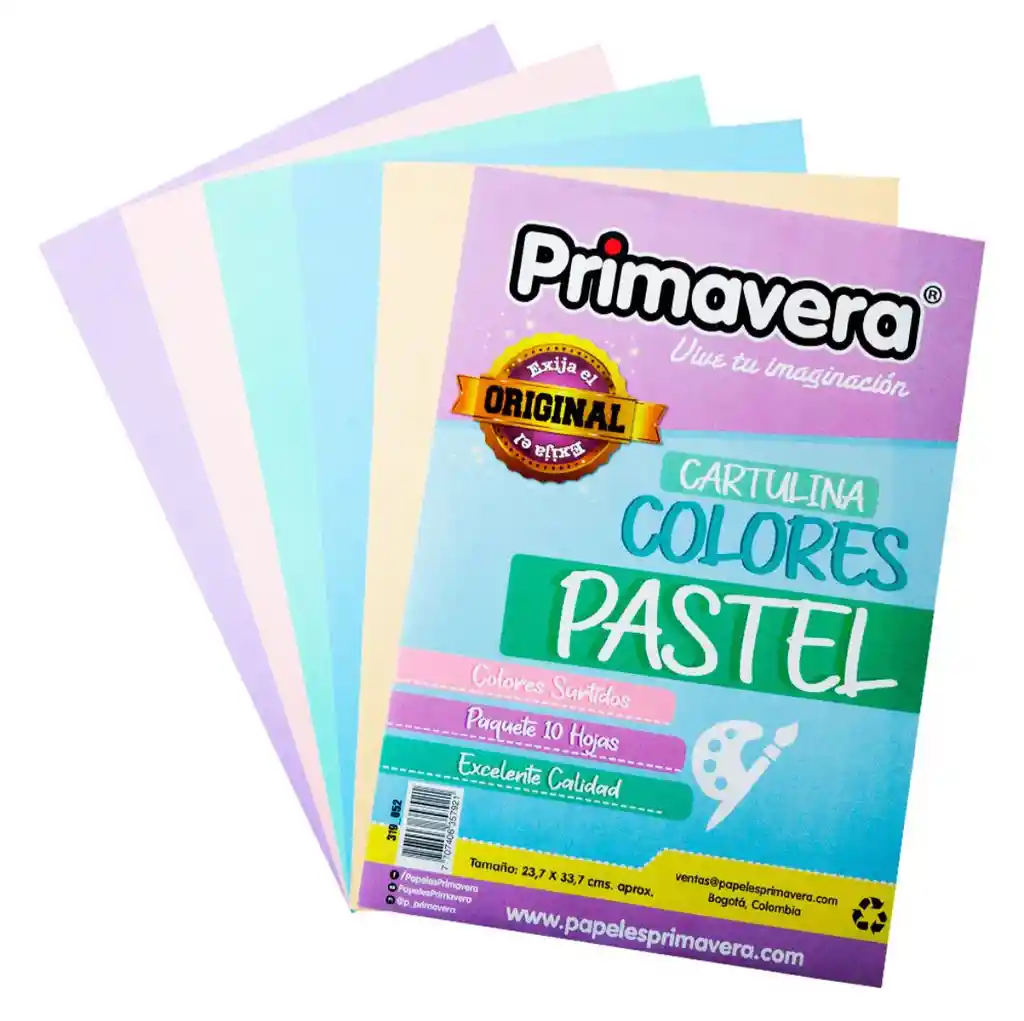 Cartulina Colores Pastel Octavo X 10 Unidades Primavera