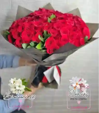 Arreglo Buchon De 100 Rosas Rojas