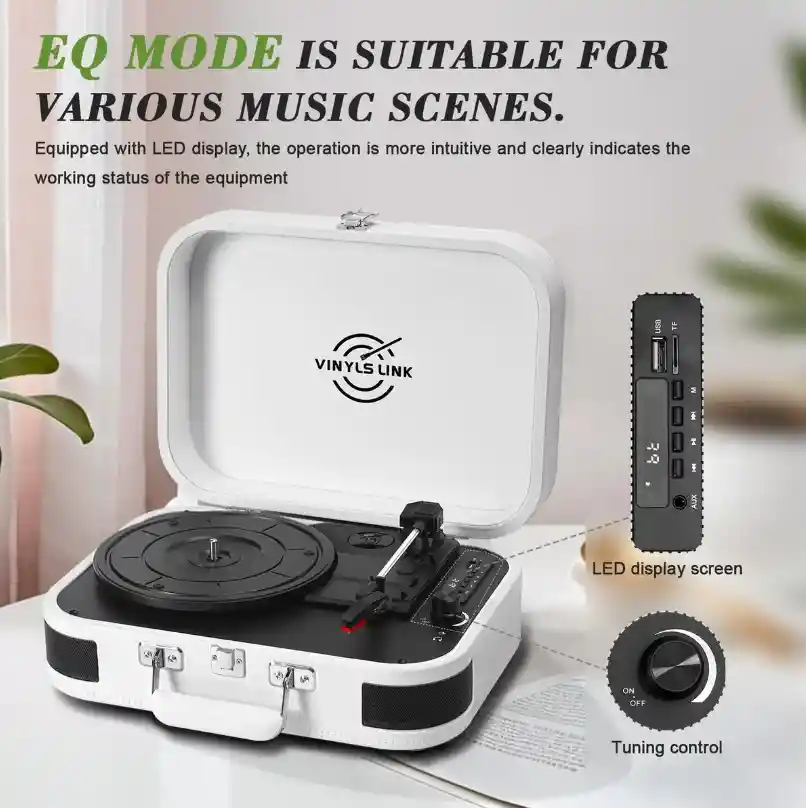 Vinyls Link Tocadiscos De Vinilo De 3 Velocidades Bluetooth.