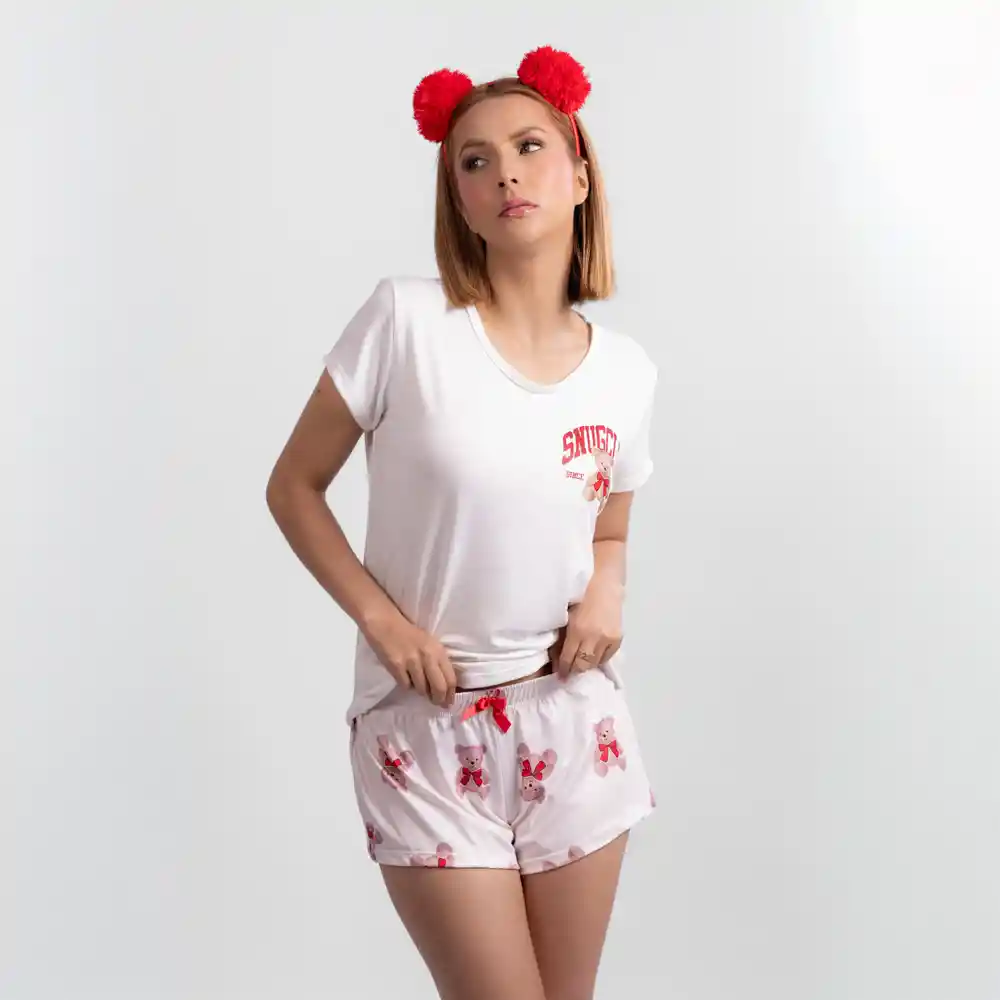 Pijama Tres Pieza De Oso Moños, Talla S