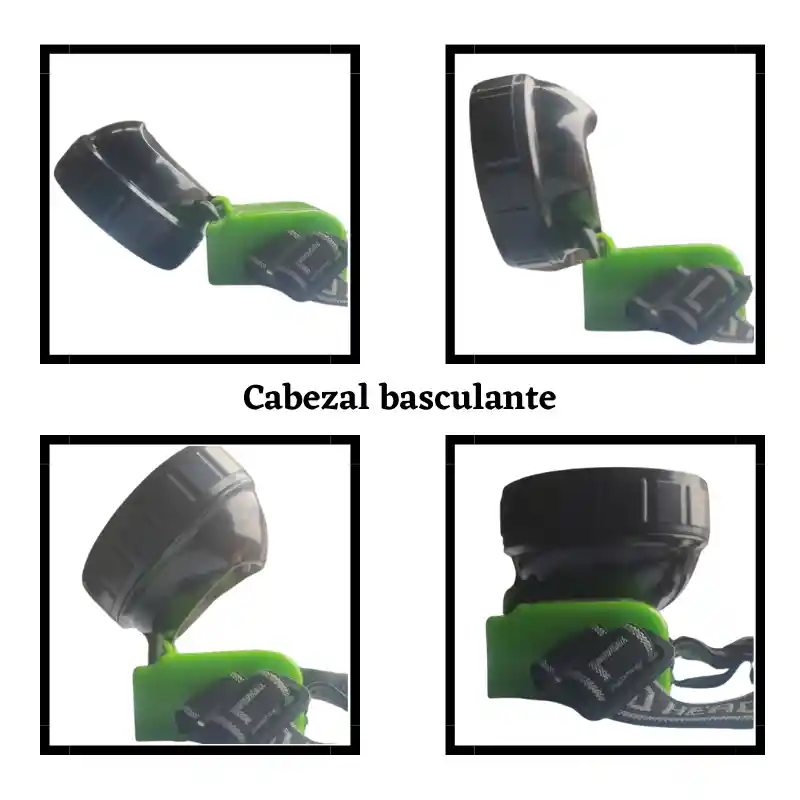 Linterna Recargable De Cabeza 12 Led – Enchufe Retráctil Y Cabezal Basculante