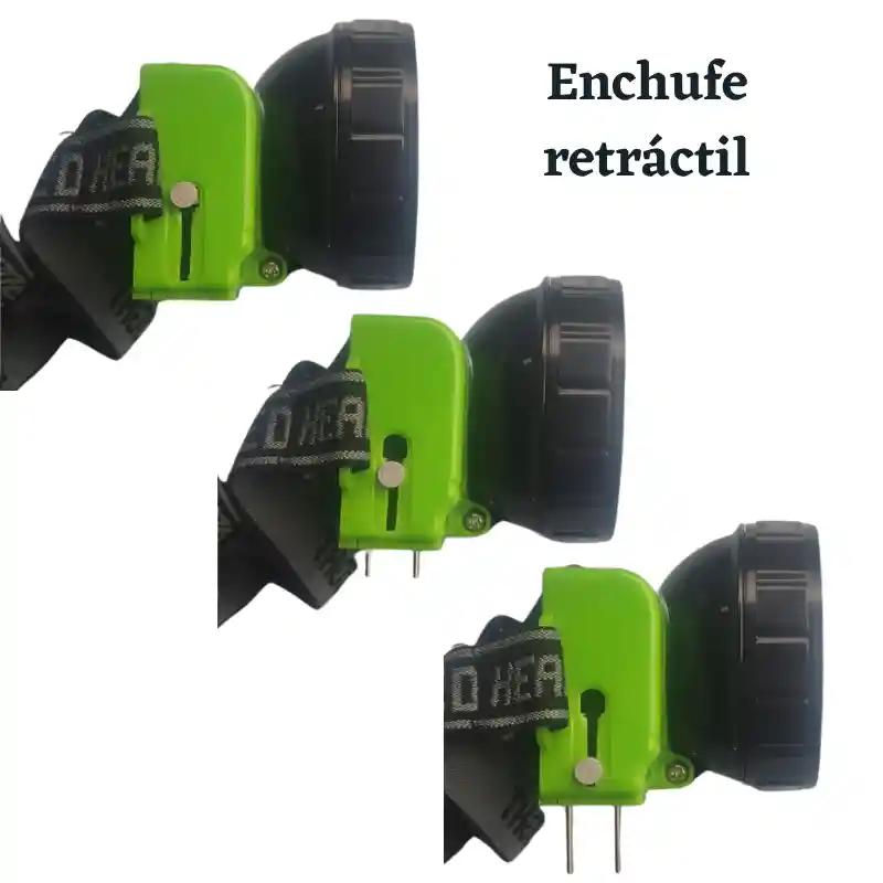 Linterna Recargable De Cabeza 12 Led – Enchufe Retráctil Y Cabezal Basculante