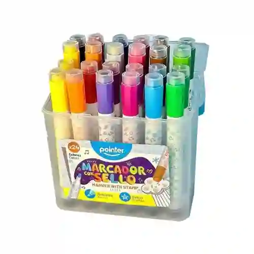 Marcadores De Colores Con Sellos Creativos X24 Para Niños