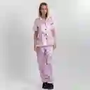Pijama Tres Pieza Satinada De Gatos, Talla M