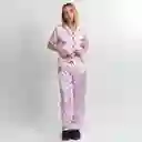 Pijama Tres Pieza Satinada De Gatos, Talla M