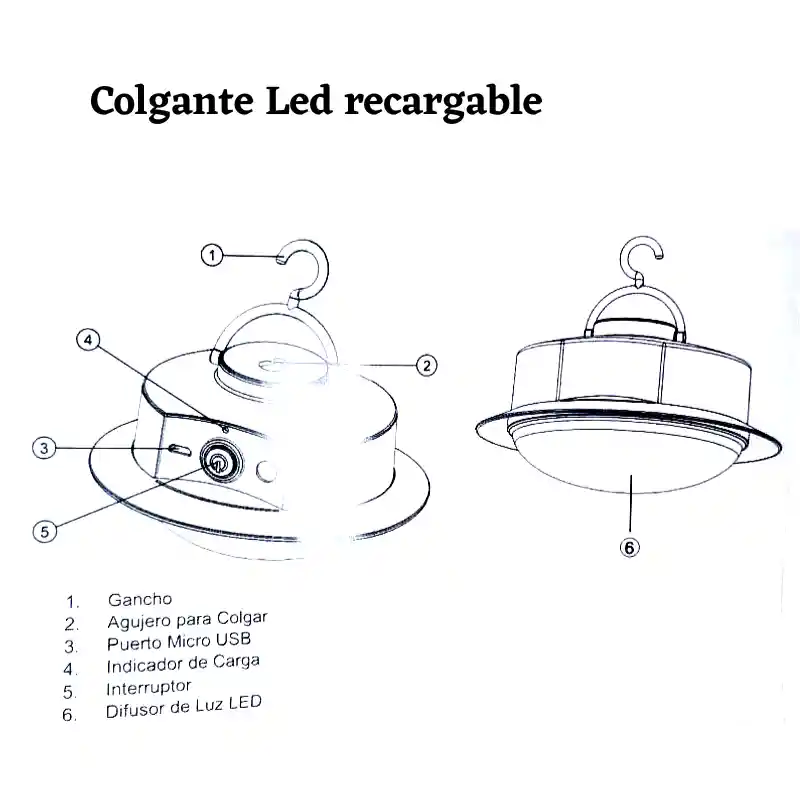 Lámpara Led Recargable Colgante Ilumax 12w – Luz Blanca Multiuso