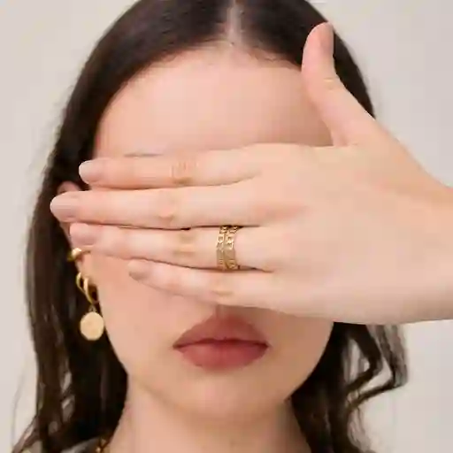Anillo Double Chain / Dorado