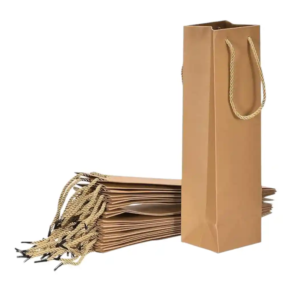 Bolsa De Papel Kraft Para Botella 12*35*10cm
