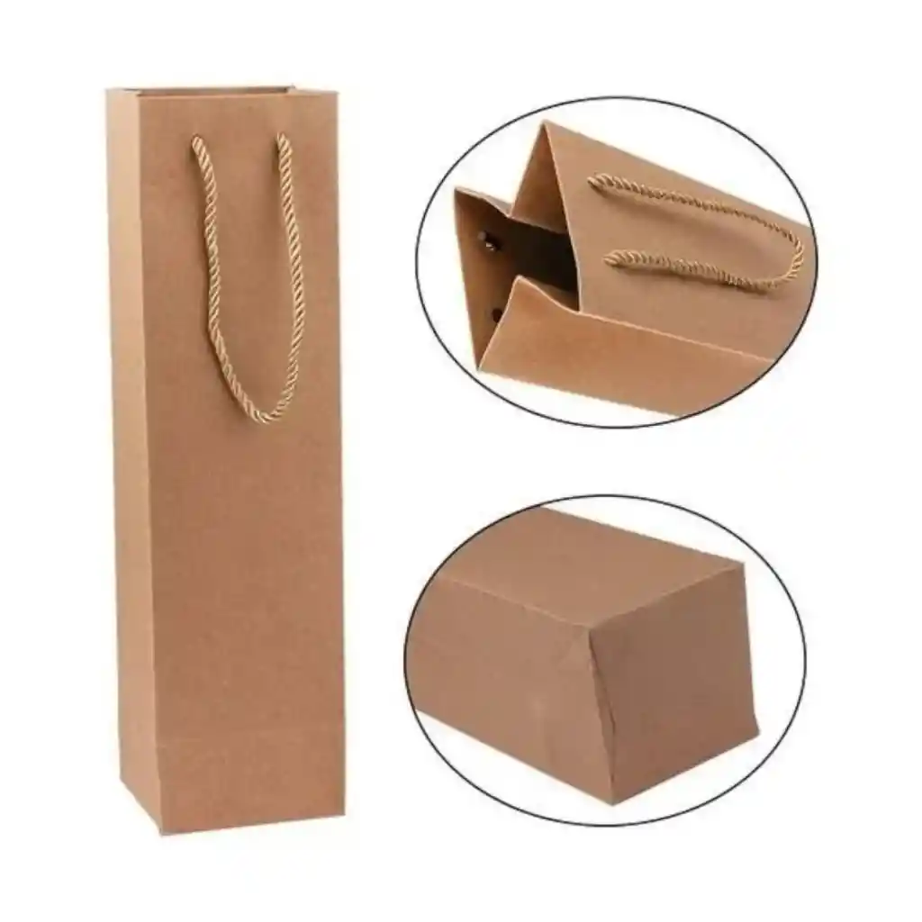 Bolsa De Papel Kraft Para Botella 12*35*10cm