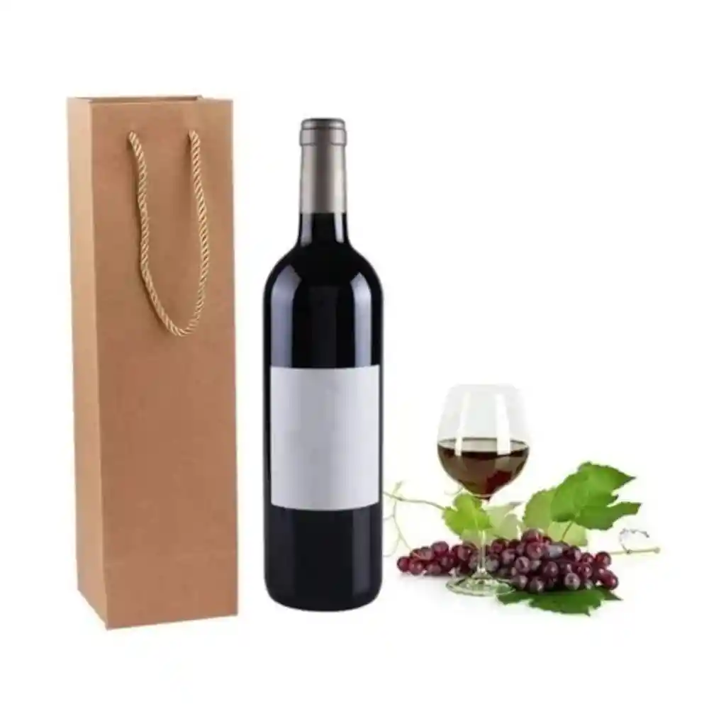 Bolsa De Papel Kraft Para Botella 12*35*10cm