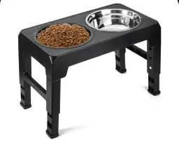 Comedero Elevado Ajustable Doble En Acero Inoxidable Grande