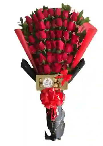 Flores- Ramo Rosas Rojas + Chocolates Ferreros