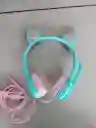 Audífonos Diadema Con Cable Con Diseño De Gato Verde Turquesa