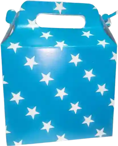 Caja Picnic De Cartón, Color Azul Estrellitas, Para Regalo - 14.5 X 14.5 X 7.5