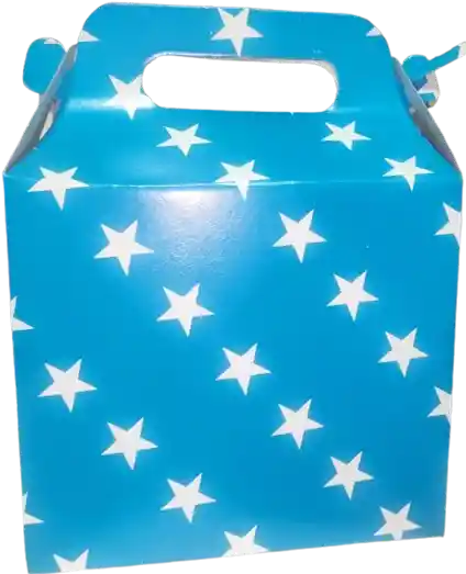Caja Picnic De Cartón, Color Azul Estrellitas, Para Regalo - 14.5 X 14.5 X 7.5