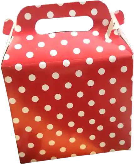 Caja Picnic De Cartón, Color Rojo Bolitas, Para Regalo - 14.5 X 14.5 X 7.5
