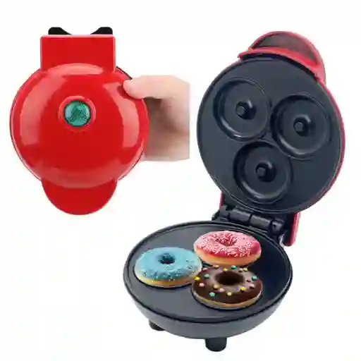 Mini Maquina Para Donas 3 Puestos Antiadherente 350w Roja