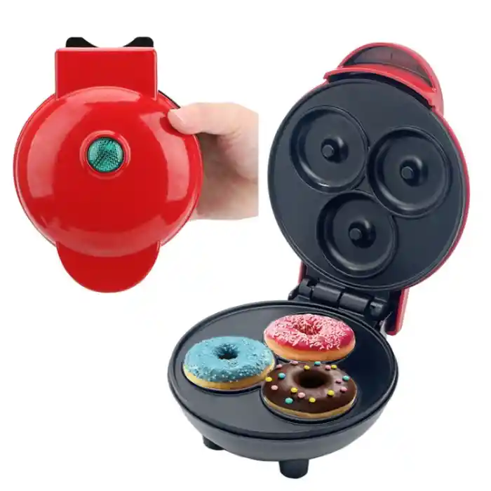Mini Maquina Para Donas 3 Puestos Antiadherente 350w Roja