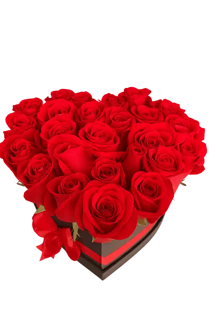 Flores Rosas X24 Caja Corazón